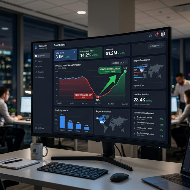 SEO Analysis Dashboard showing performance recovery