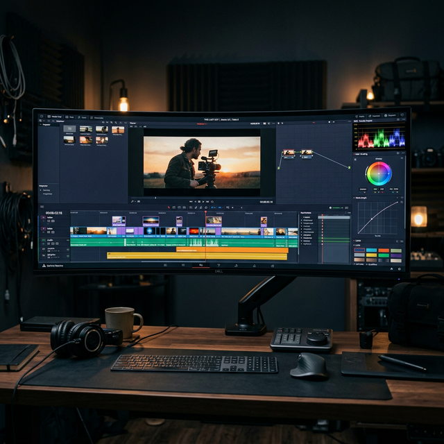 Video Editing Timeline on Ultra-wide Monitor